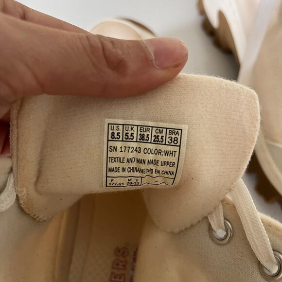 Skechers Shoes Womens Size 8.5 White Canvas High Top Lug Gum Sole Chunky 177243 - Picture 9 of 10